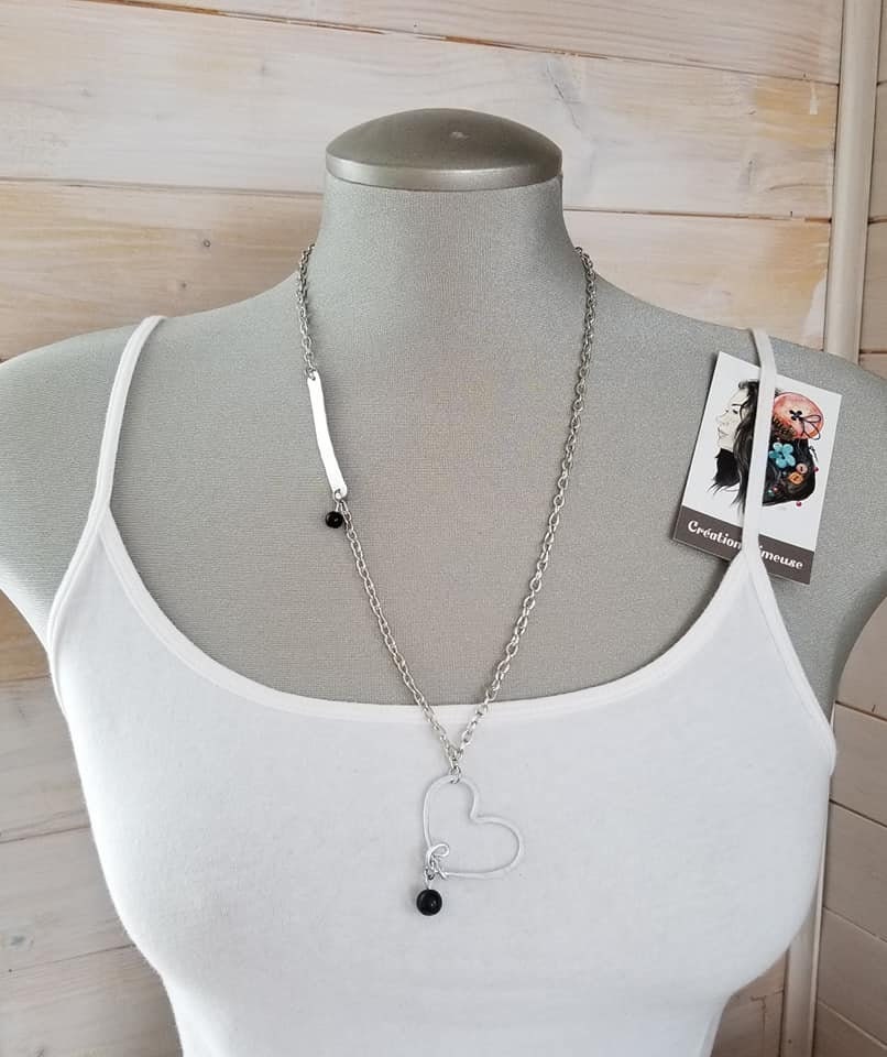 Collier Coeur de Vlimeuse, aluminium martelé, à la main