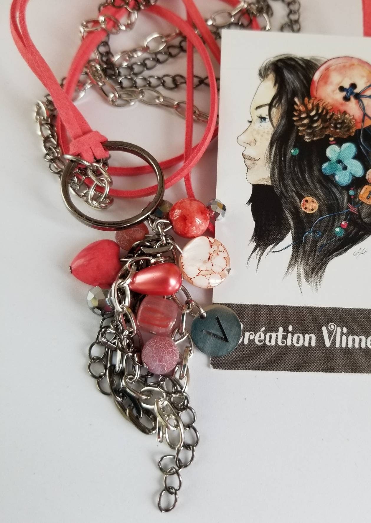 Collier Opulence 2 en 1 corail