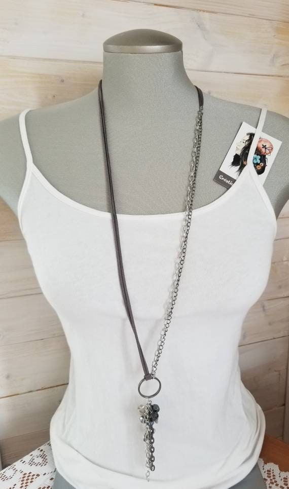 Collier Opulence 2 en 1 gris