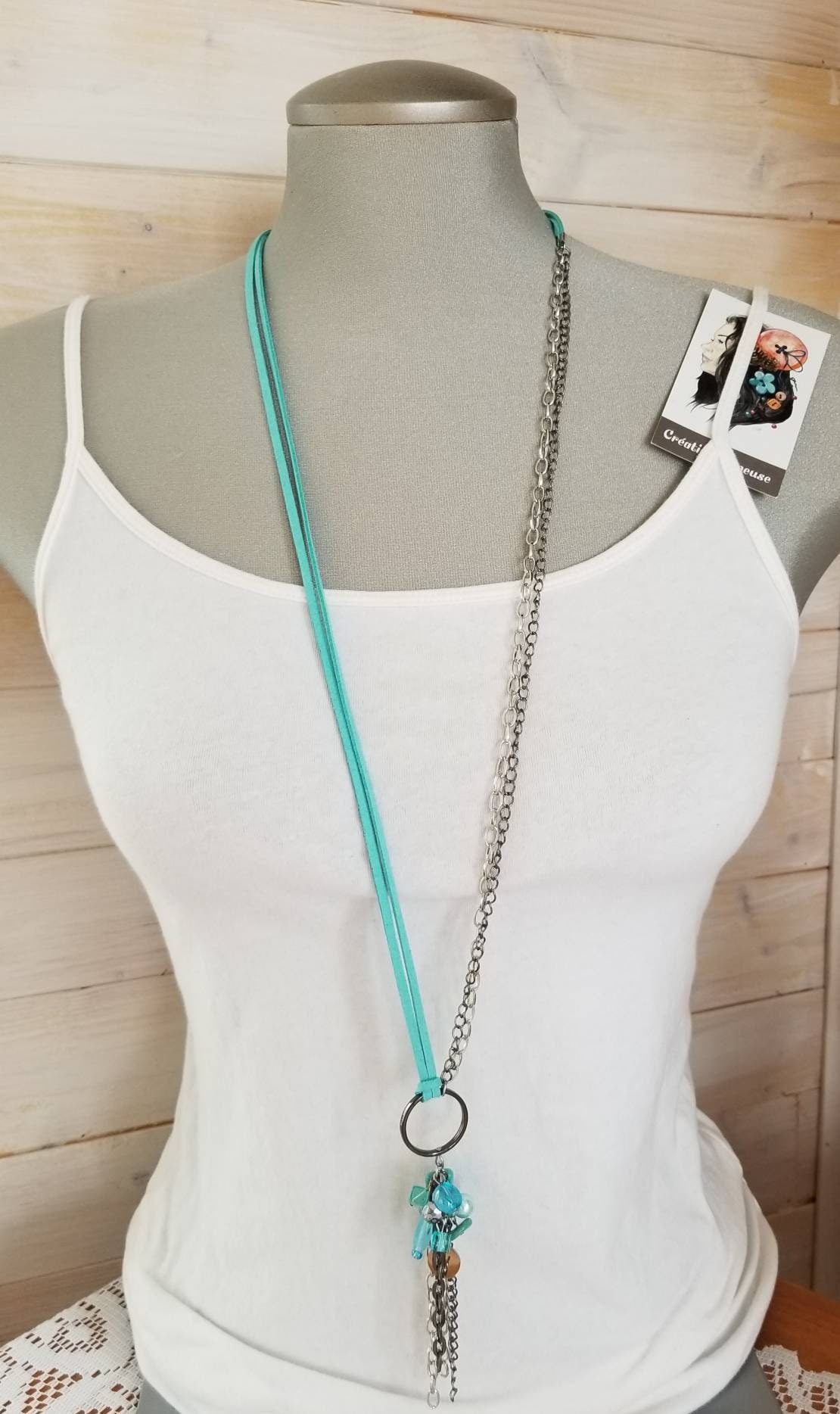 Collier Opulence 2 en 1 turquoise pâle