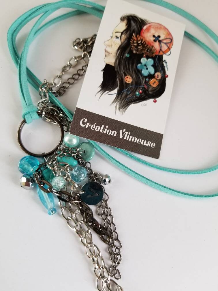 Collier Opulence 2 en 1 turquoise pâle