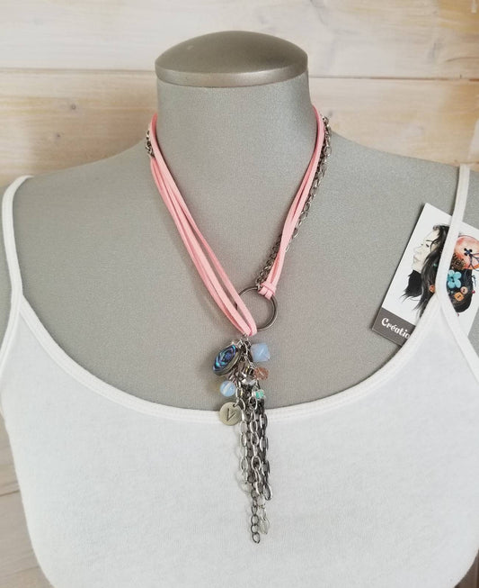 Collier Opulence 2 en 1 rose