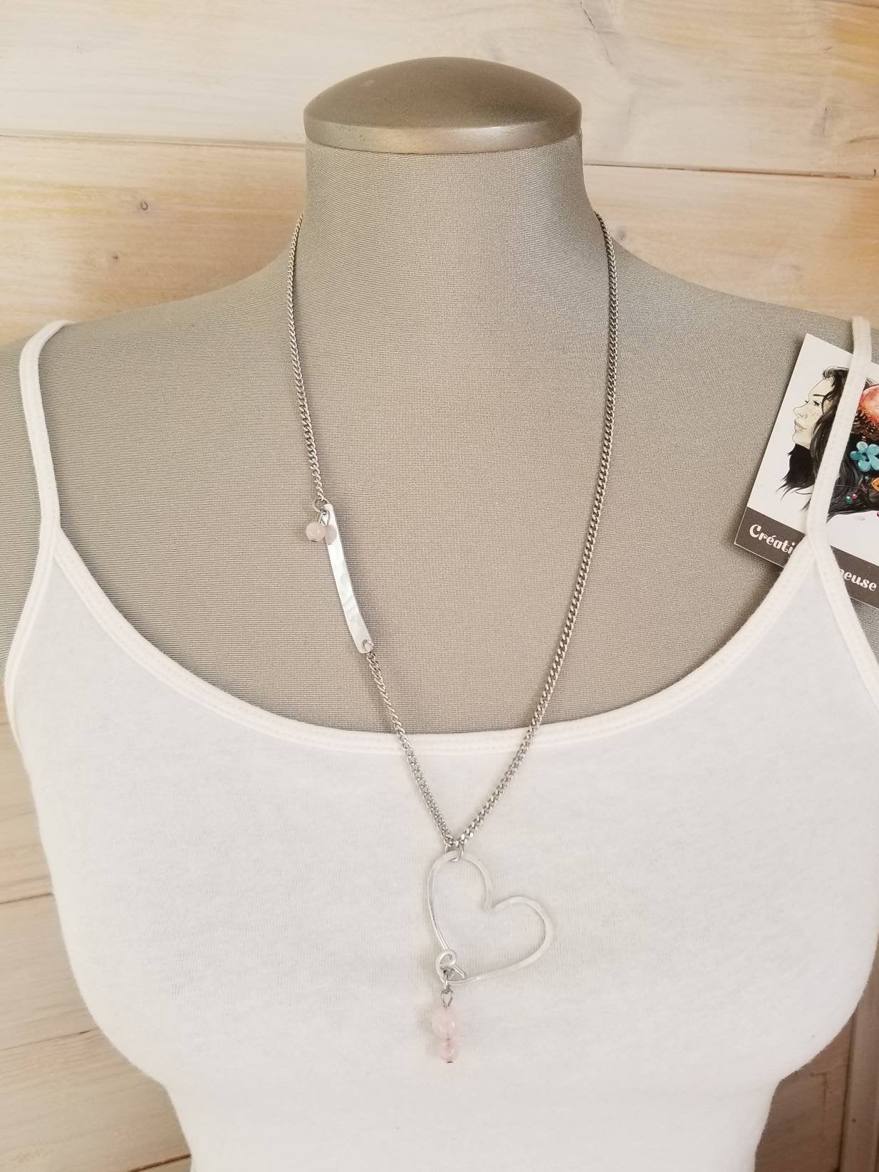 Collier Coeur de Vlimeuse, aluminium martelé, à la main