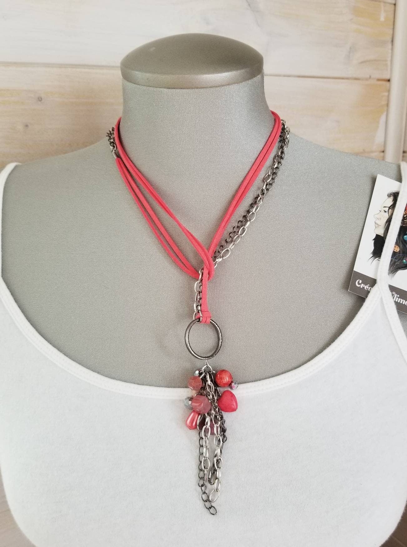 Collier Opulence 2 en 1 corail