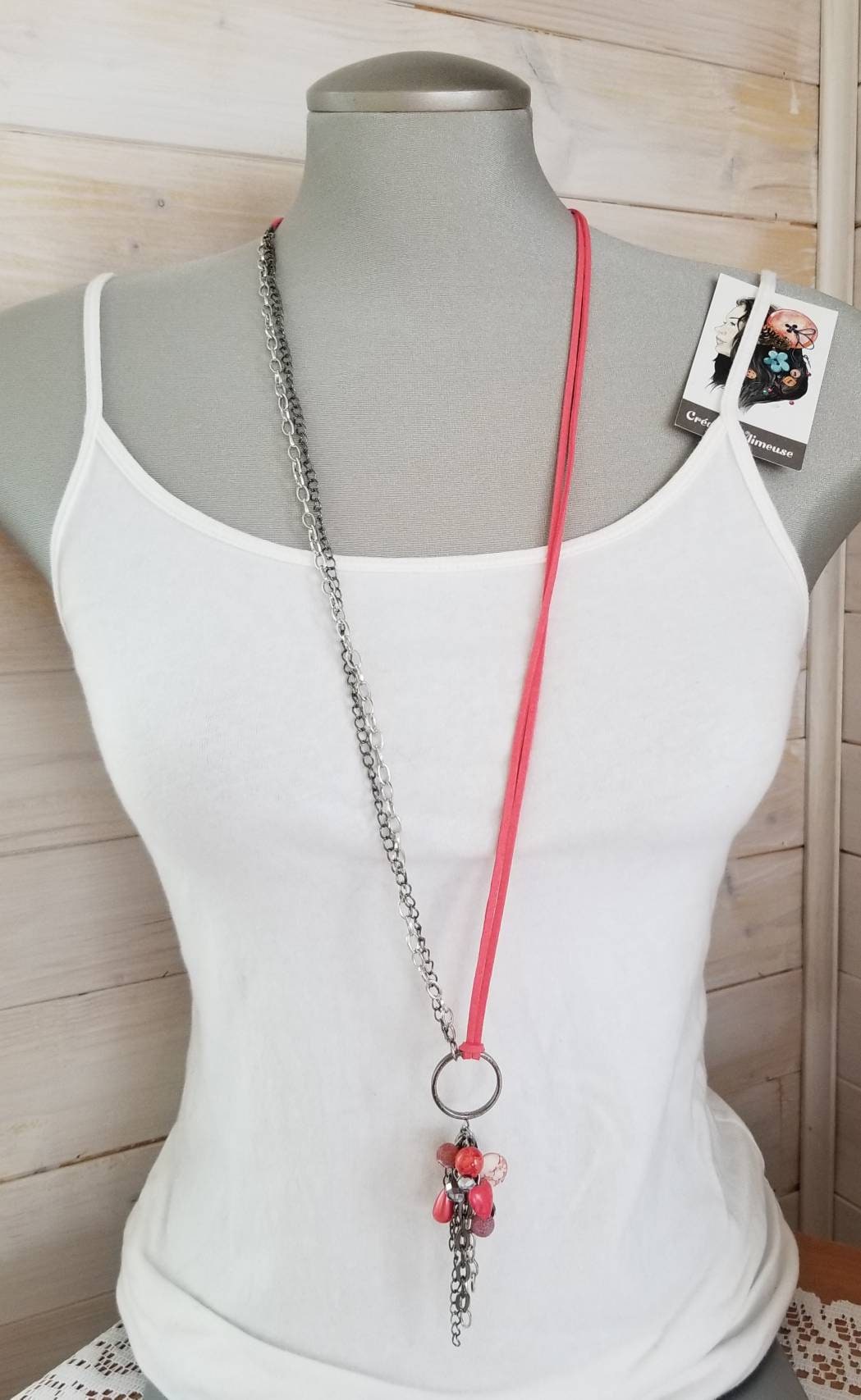 Collier Opulence 2 en 1 corail