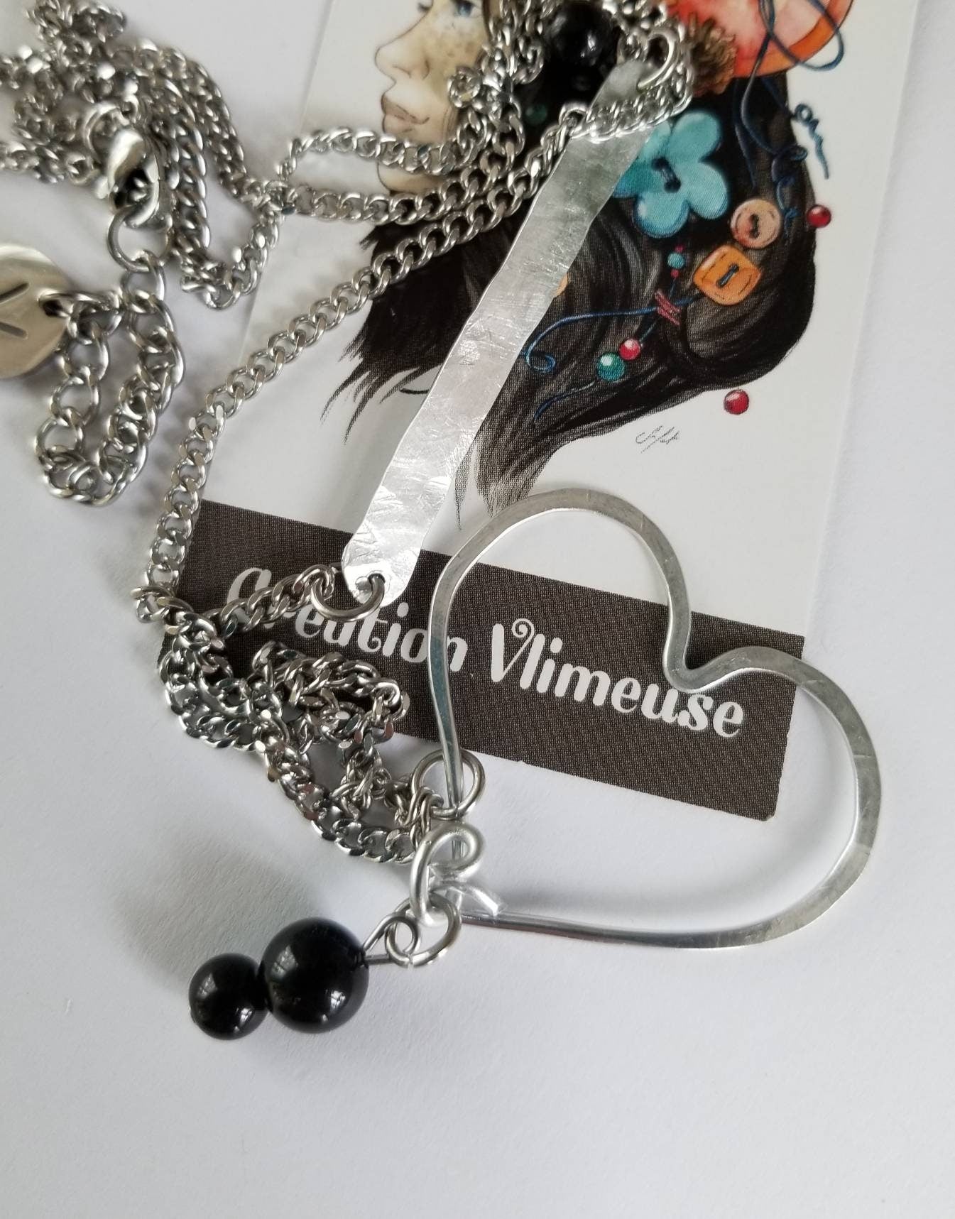 Collier Coeur de Vlimeuse, aluminium martelé, à la main