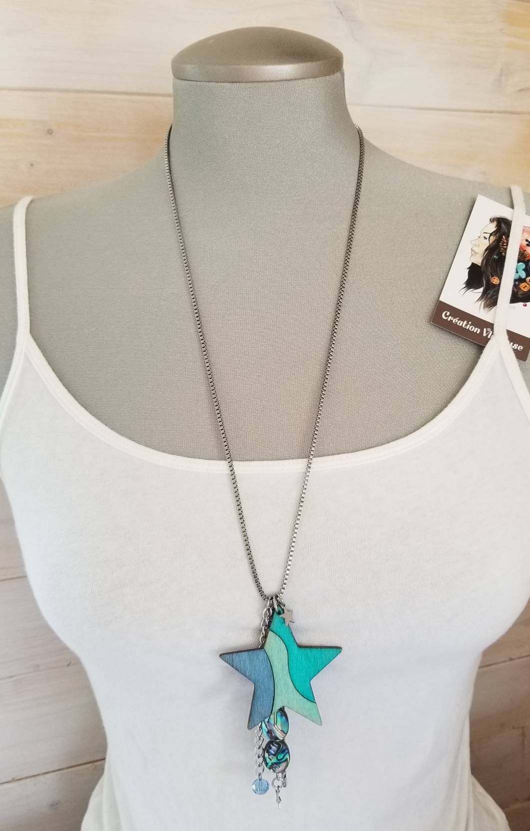 Collier Comète bleu/turquoise