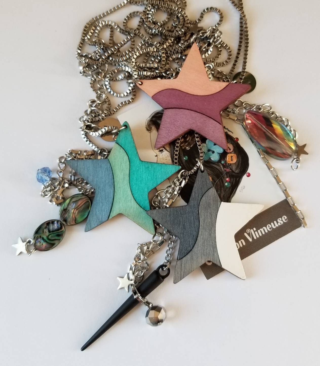 Collier Comète bleu/turquoise